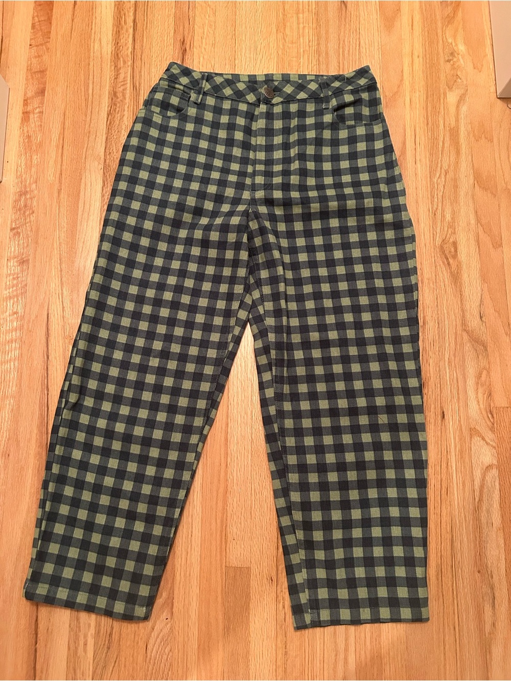 Lucy & Yak Drew Cropped Pant Green & Black Checkered Pants - Picture 2 of 6